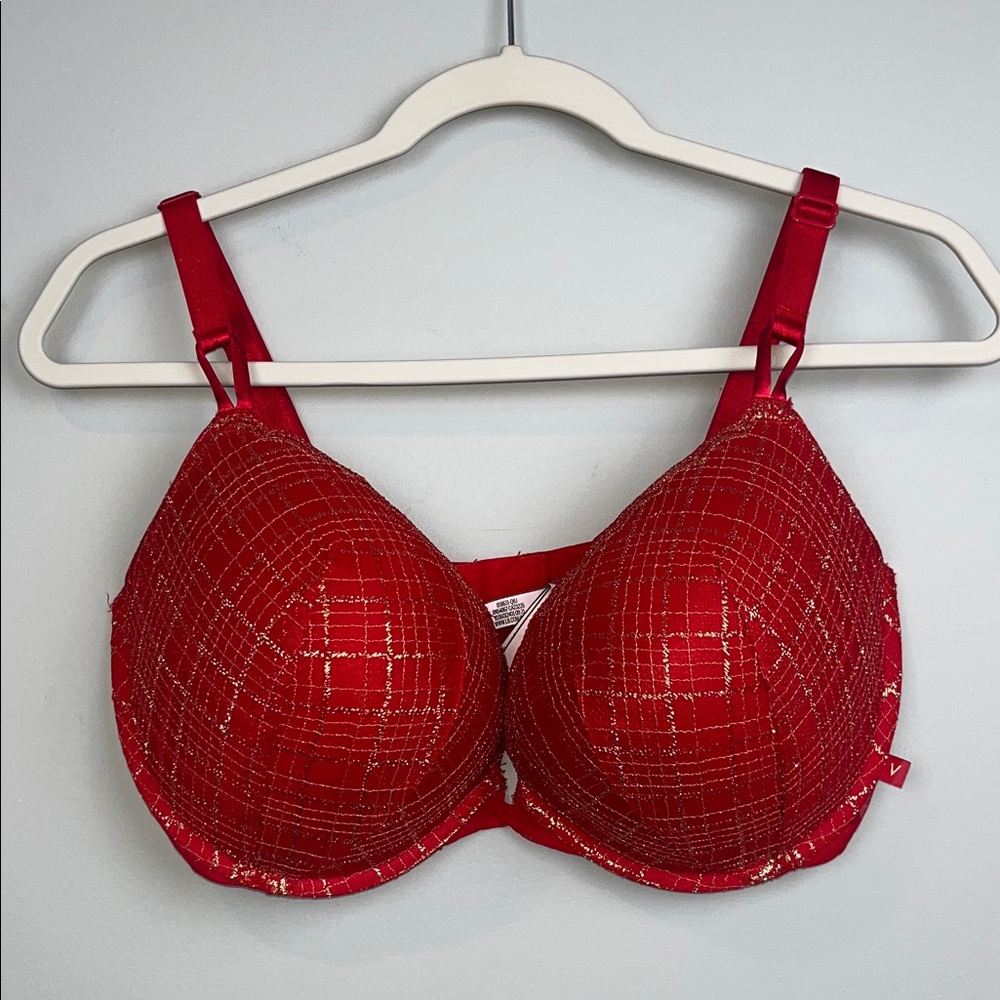 Victorias Secret‎ Red and Gold Women's Push Up Bra SZ 38DDD